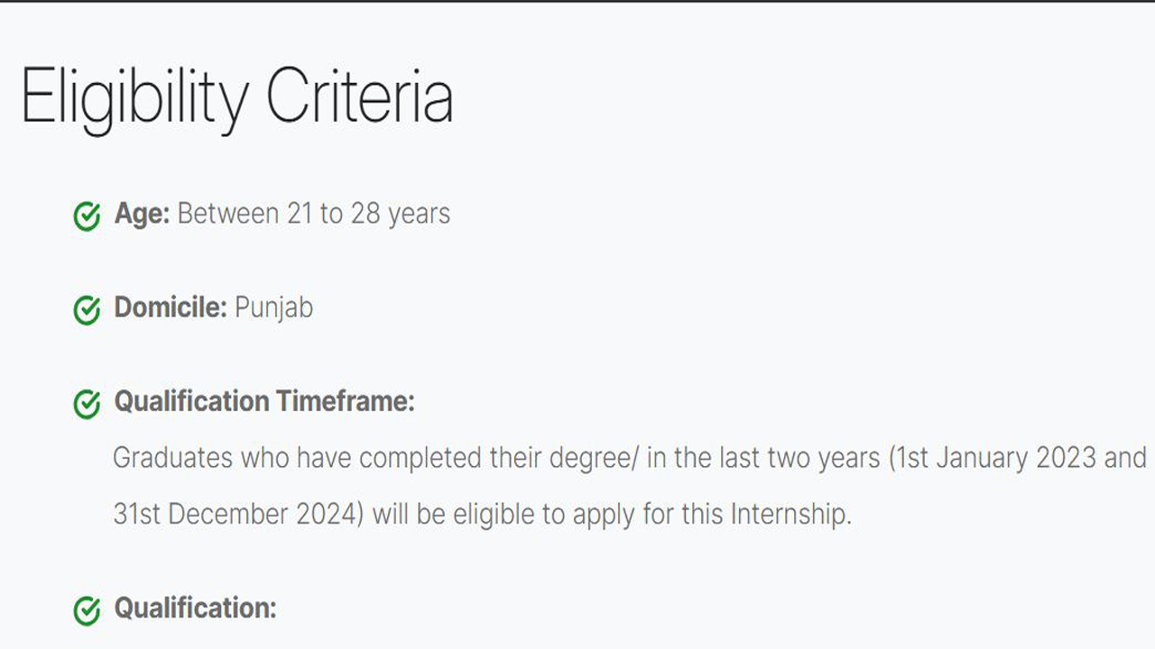 Eligibility Criteria for the Magnificent Punjab Internship Program